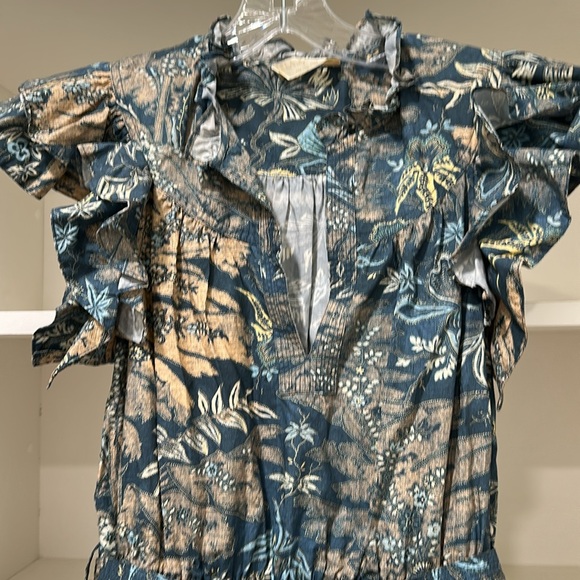 Ulla Johnson Floral Ruffle Dress in Blue - Picture 4 of 6